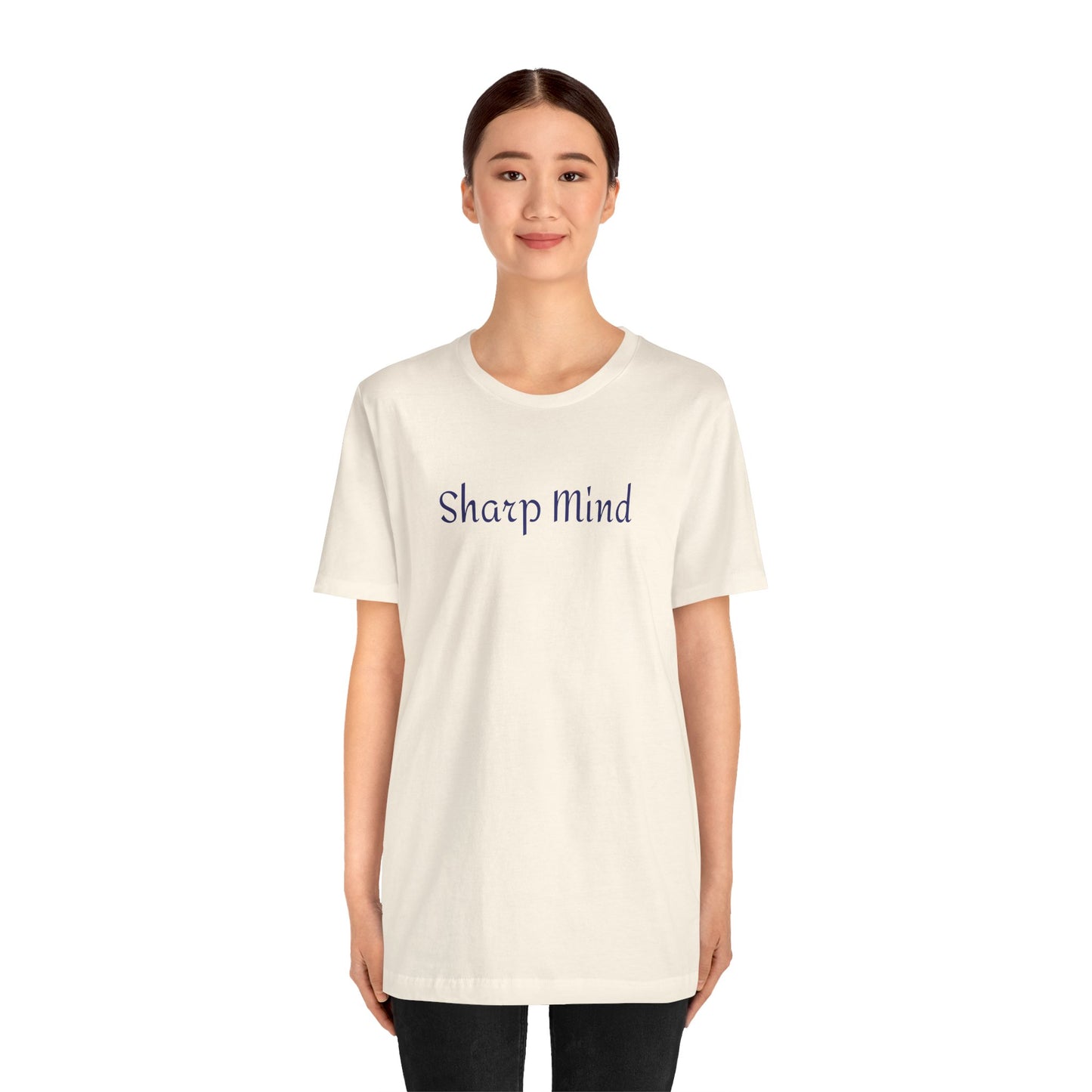 Sharp Mind Tee | Minimal Script Text Shirt, Cream Casual Top