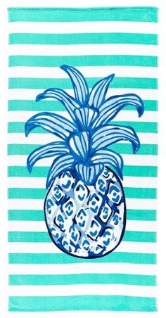 Big Pineapple Striped Beach Towel
