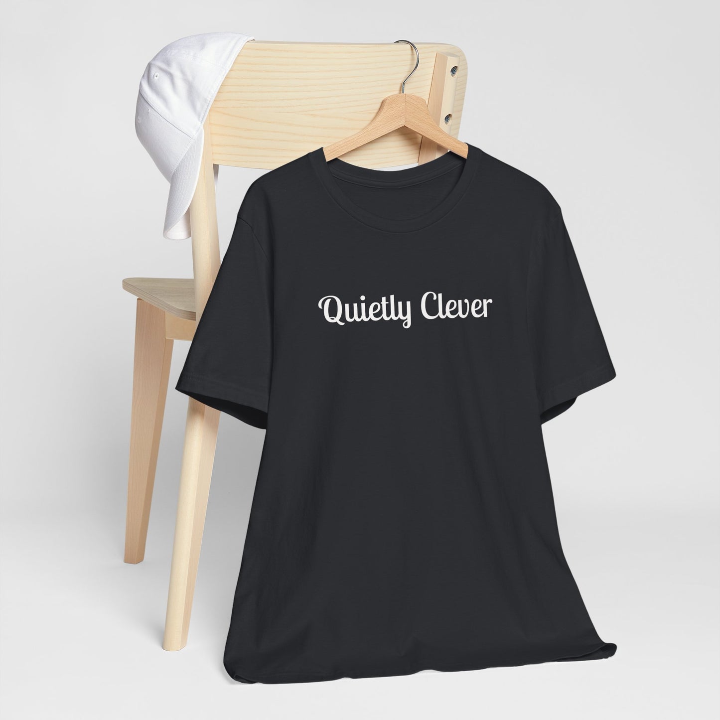 Quietly Clever T-Shirt | Script Text Minimalist Typography Dark Tee