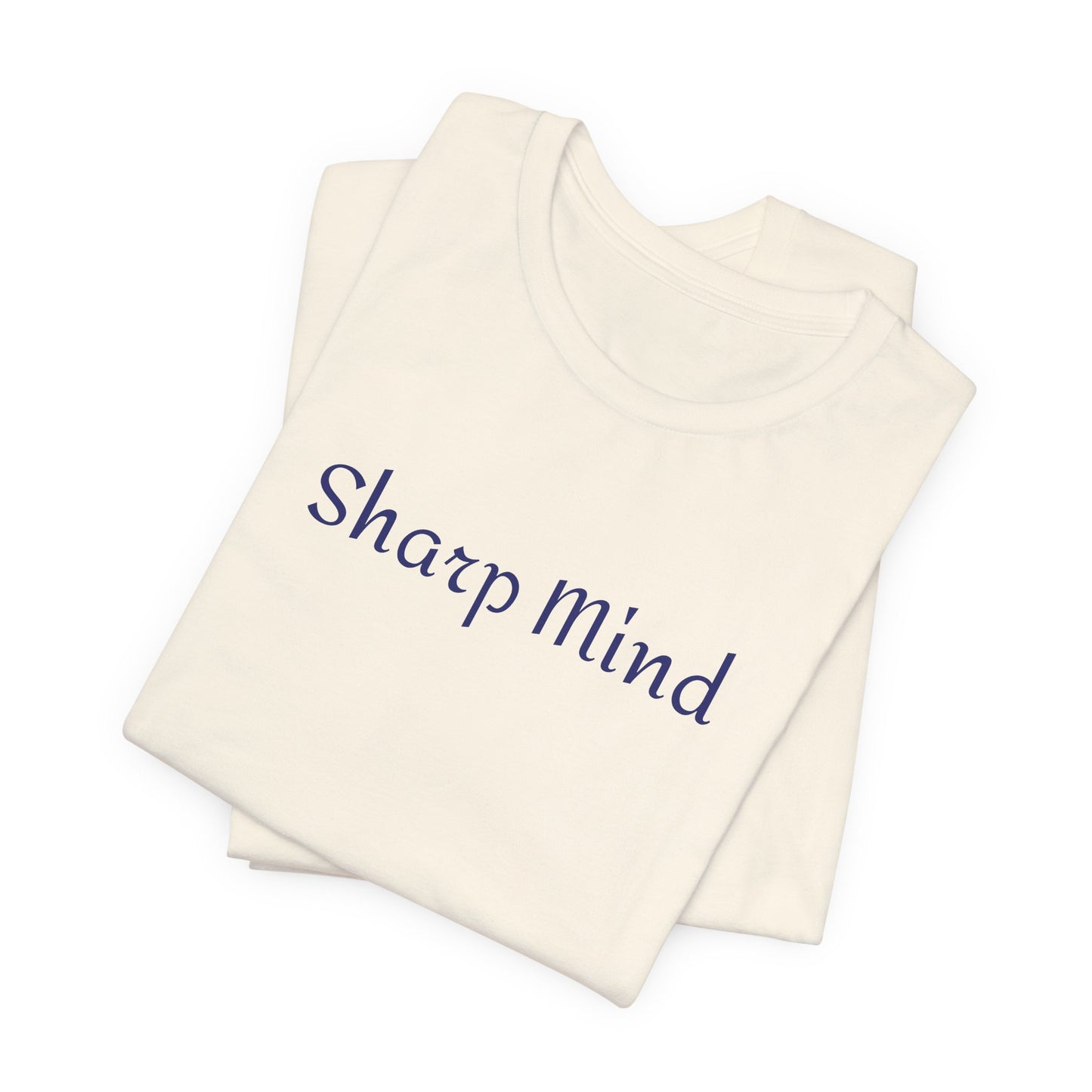 Sharp Mind Tee | Minimal Script Text Shirt, Cream Casual Top