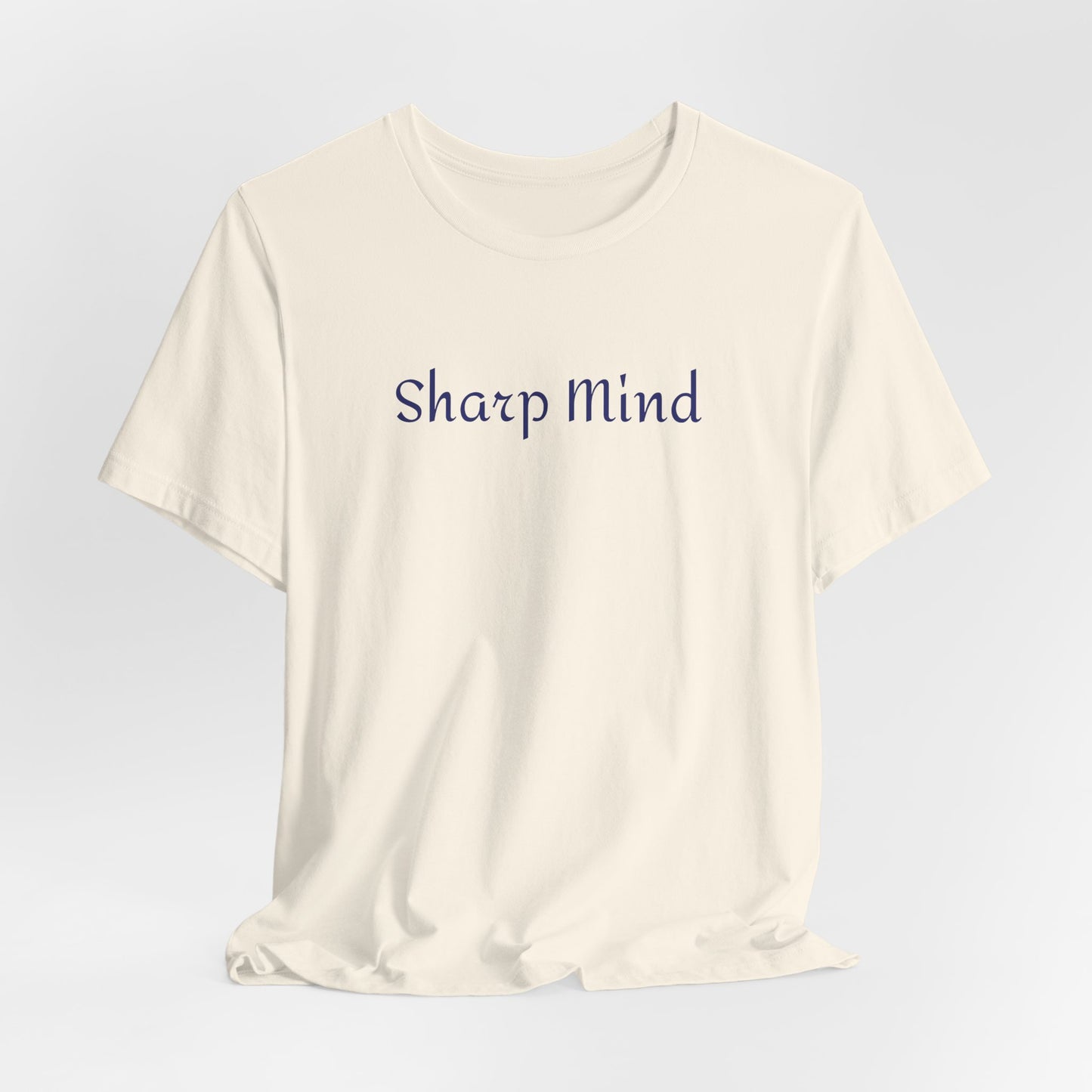 Sharp Mind Tee | Minimal Script Text Shirt, Cream Casual Top